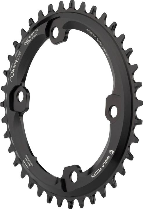 Actual product image Wolf Tooth PowerTrac Elliptical Shimano GRX chainring, 110BCD, 4-hole, 38 t., black (38)