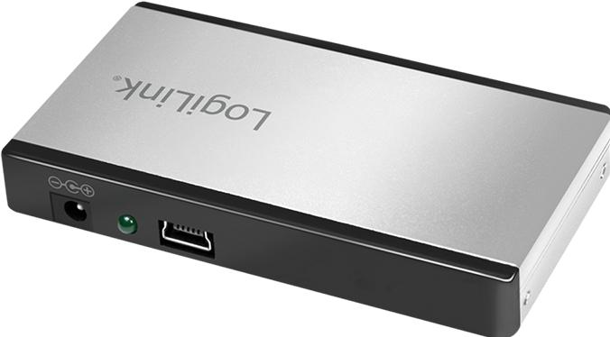 Produktbild LogiLink USB 2.0 4-Port Hub mit Netzteil und Aluminiumgehäuse (USB-A, 4 Ports)
