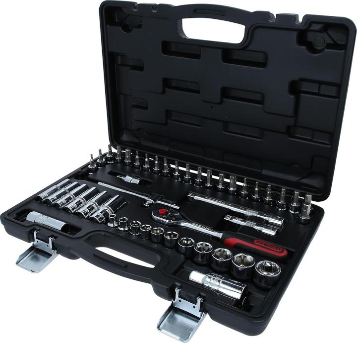 Actual product image KS Tools 3/8" CHROMEplus socket set, 46 pieces, hexagon, inch size, Flank Traction