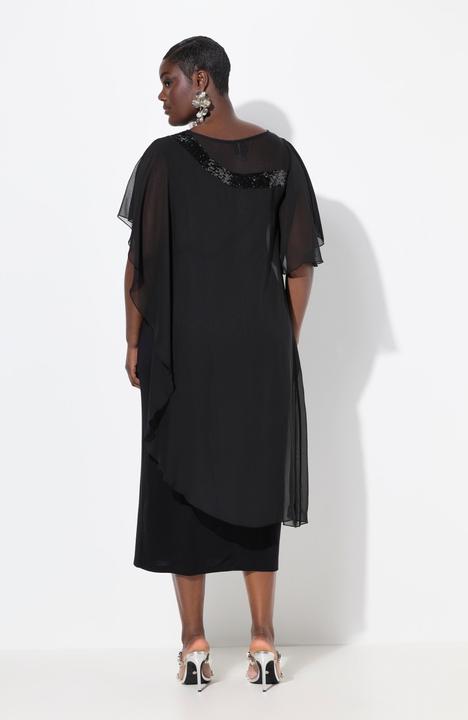Produktbild Ulla Popken Abendkleid, doppellagig, U-Boot-Ausschnitt, Flügel-Halbarm (46, 48)