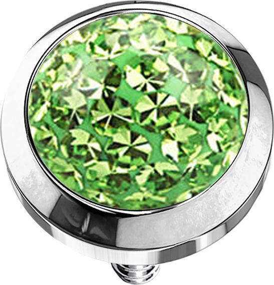 Image du produit Star Piercing Dermal Anchor cristal dôme vert clair couche de protection époxy (sans laiton, Acier chirurgical 316L)