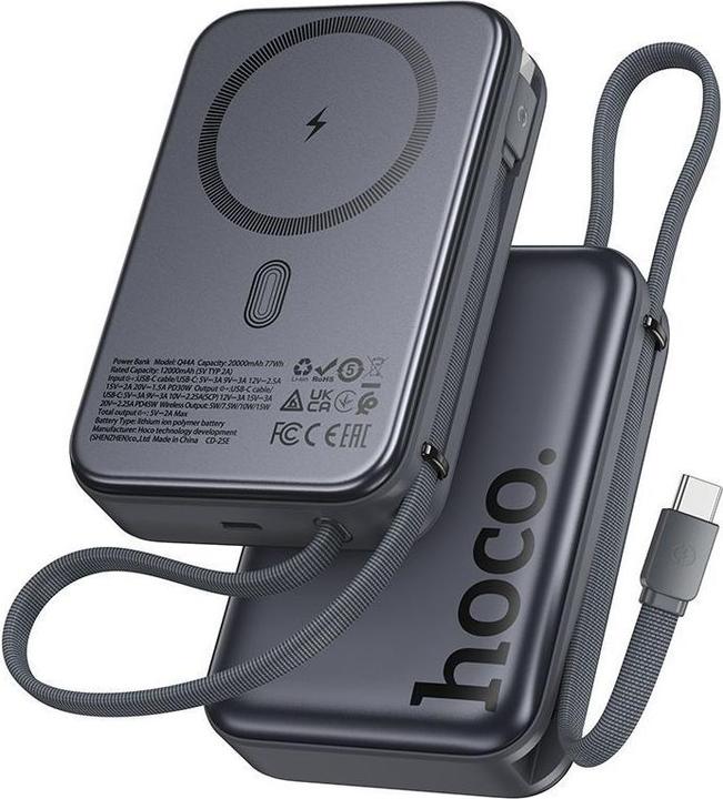 Actual product image Hoco Power bank Powerbank 20000 mAh compatible with MagSafe QC PD 45W Q44A black (20000 mAh, 45 W, 77 Wh)