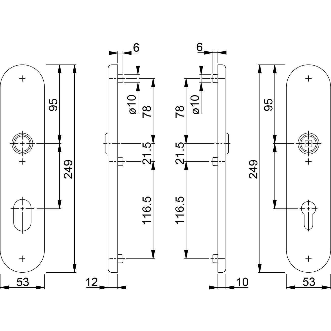 Thumbnail - Hoppe, Türgriff + Fenstergriff, Schutztürschildgarnituren E3331E/3310 (Türschild)
