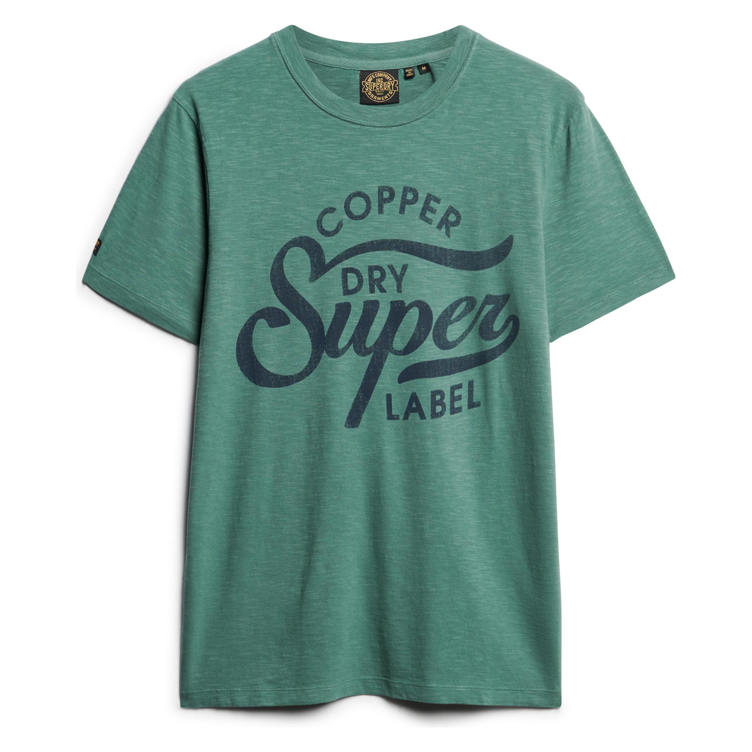 Superdry, Herren, Shirts, Copper Label T-Shirt Mit Schriftzug, Grün, (M)