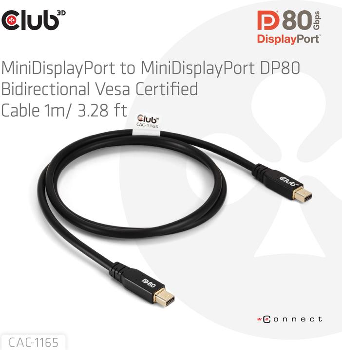 Produktbild Club 3D Club3D Kabel Mini DP <> Mini DisplayPort DP80 1m St/St retail (1 m)
