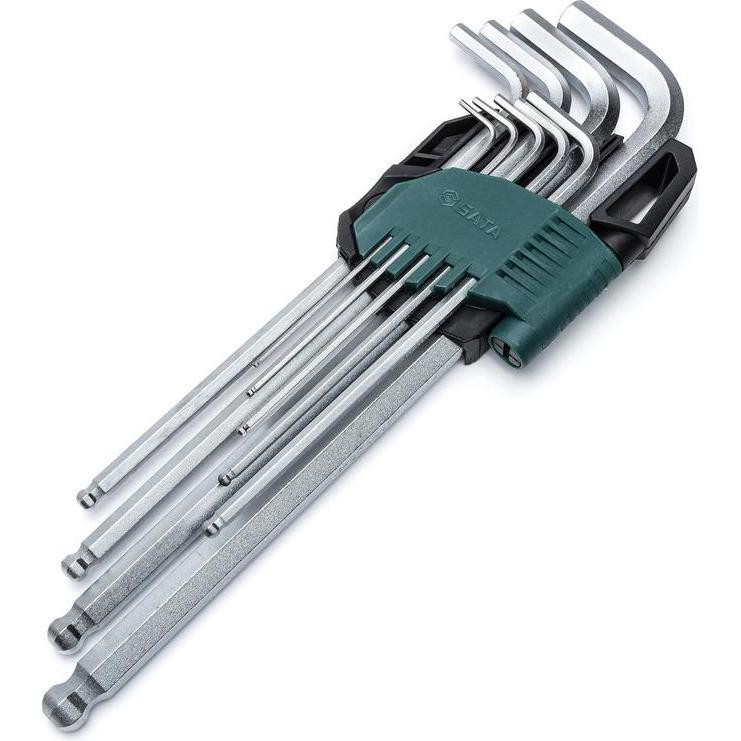 SATA, Sechskantschlüssel, Stiftschlüssel-Satz, Kugelkopf, extra lang, 9-teilig, 1,5-10 mm