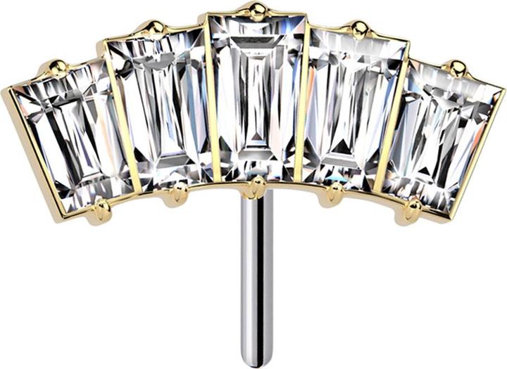 Actual product image Star Piercing Threadless vergoldet fünf Baguette Kristalle silber (without brass, Titanium)