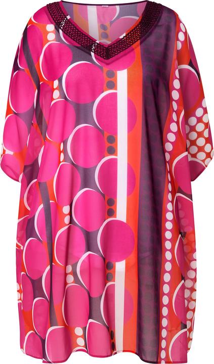 Immagine prodotto Ulla Popken Tunica in chiffon dal taglio oversize con pallini, scollo a V e mezze maniche (58, 60, 62)