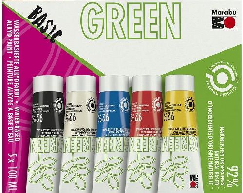 Produktbild Marabu Bastelfarbe Alkydfarbe Green Set Basic, 5 x 100 ml (500 ml)