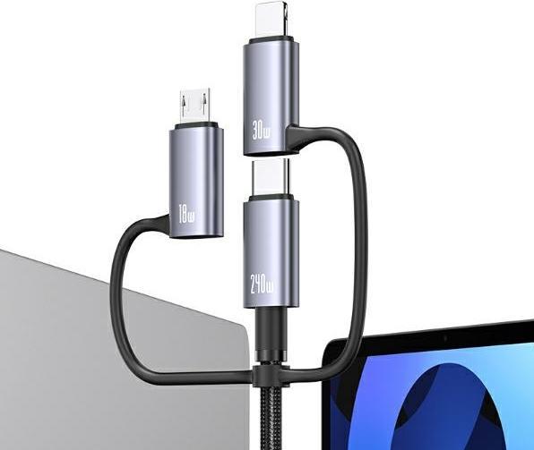 Produktbild Usams Kabel 240W 6w1 Fast charging 2m Data Cable Aluminium Alloy Sufeng Seria 2M (SJ738) (2 m, 240 W)