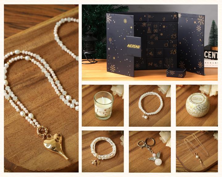 Produktbild Andreani Adventskalender Süsswasserperlen goldfarbig