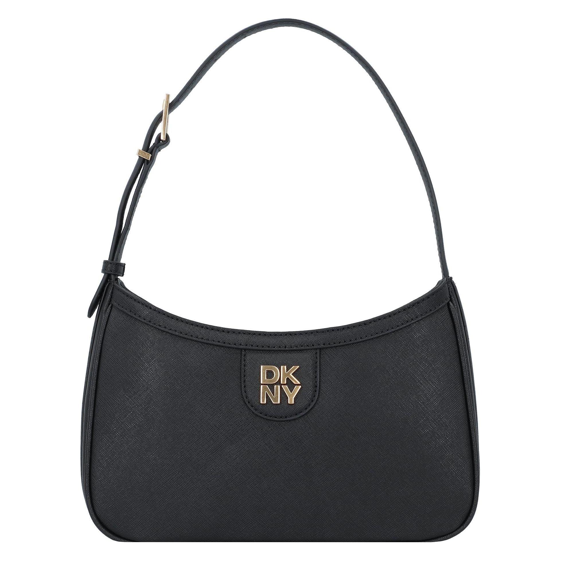 Dkny, Vrouwen, Handtas, Carol Schultertasche Leder 25 Cm, Goud, Zwart