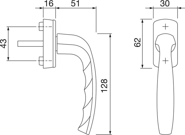 Actual product image Hoppe Window handle New York 0810/US10 Aluminium F9016 / traffic white 32-42 mm Secustik® / VarioFit®