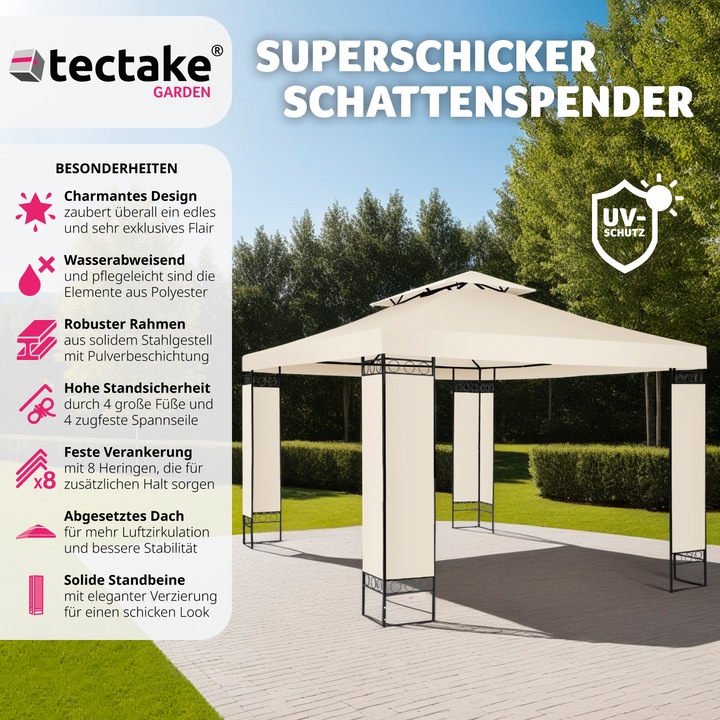 Image du produit tectake Tonnelle 3,9 x 2,9 m LEYLA (390 cm, 290 cm)