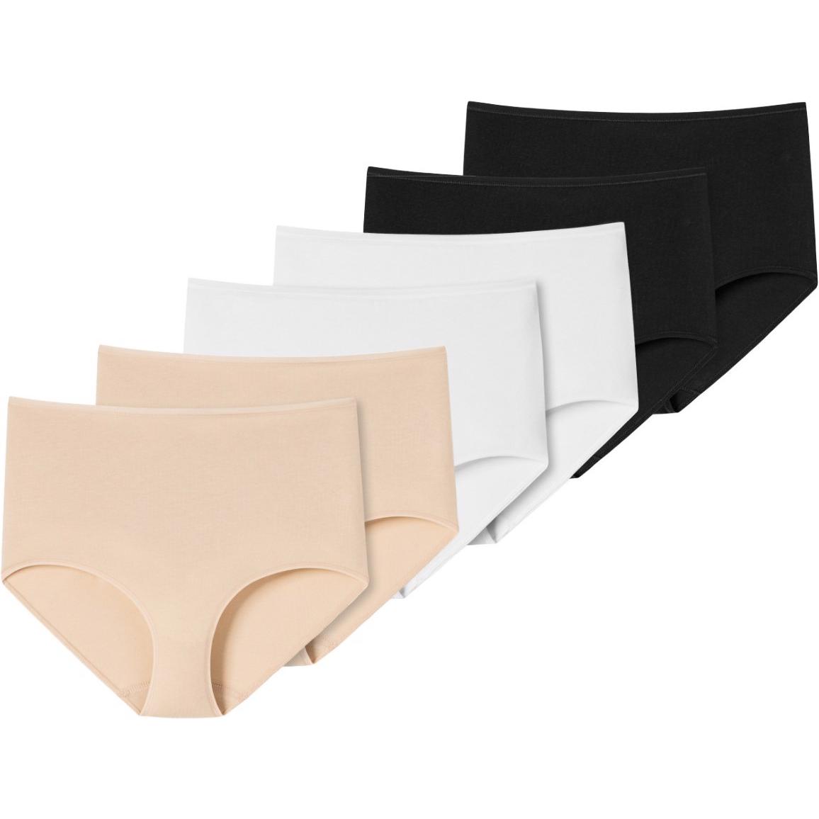 Schiesser, Damen, Unterhosen, 6er Pack 95/5 Organic Maxi-Slip, Schwarz, Weiss, Beige, (48, 6er Pack)