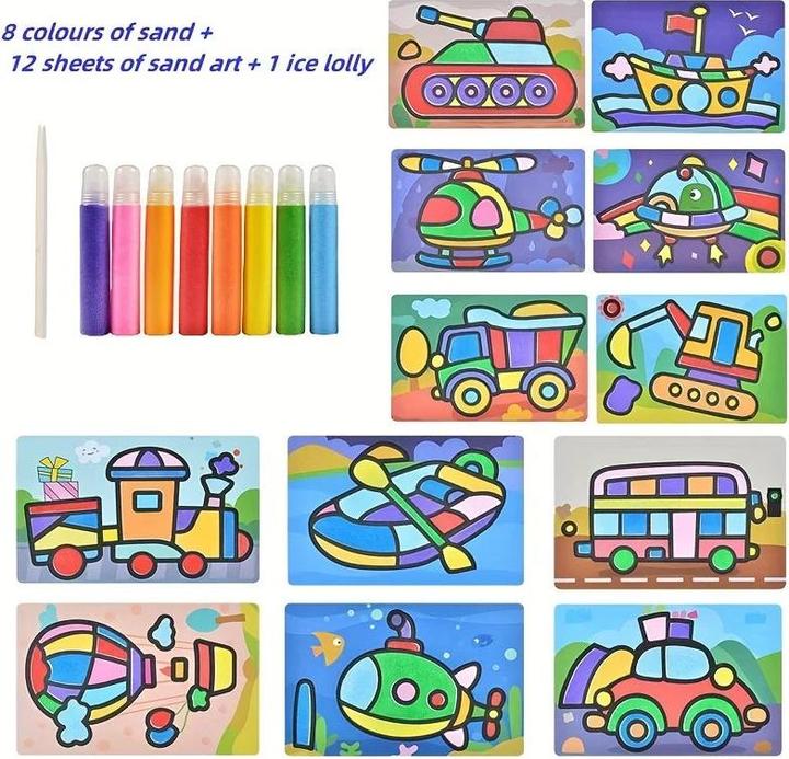 Actual product image Activity Board Sand Painting Kids Coloured Sand Baby Handmade Diy Production, Scratching Art Sand Painting Set
