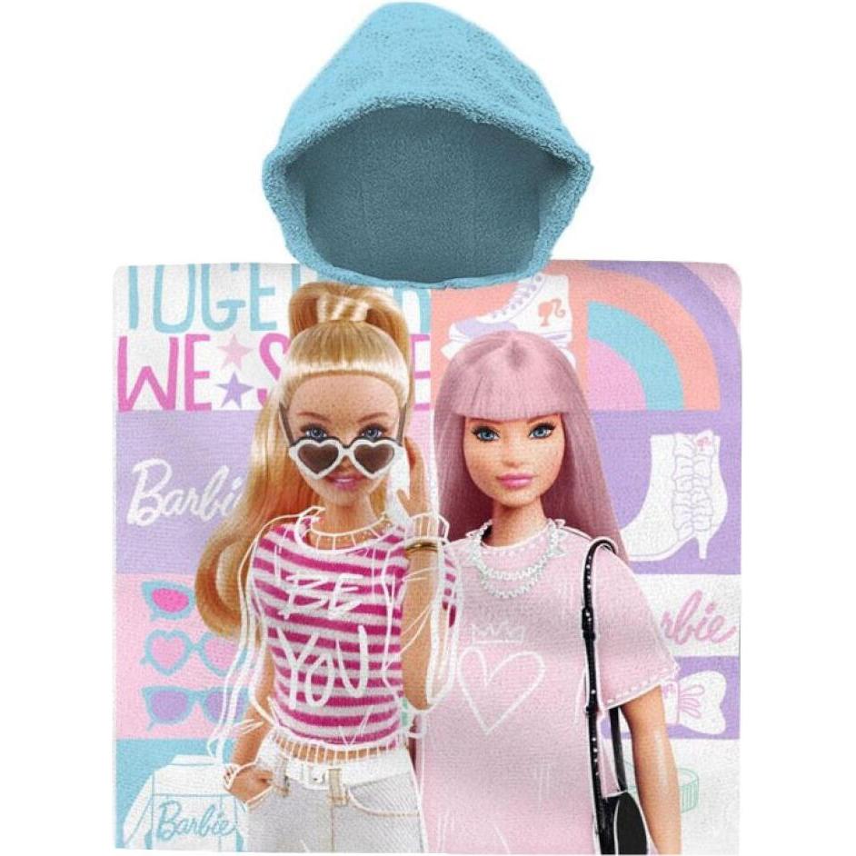 Kids Euroswan, Asciugamano bebè, Barbie - Badeponcho - rosa/türkis - ca. 60 x 120 cm