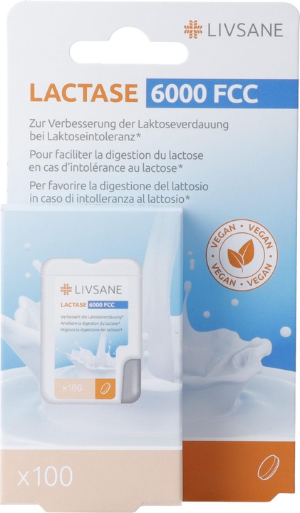 Actual product image Livsane Lactase 6000 FCC Tabl (100 Piece, Pills, 31 g)