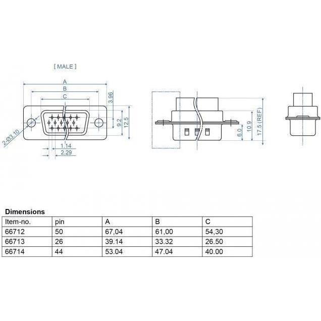 Thumbnail - Delock D-Sub HD 44 Pin Crimp Stecker, Metall, 2 Stück, Elektronikkabel + Stecker, Schwarz