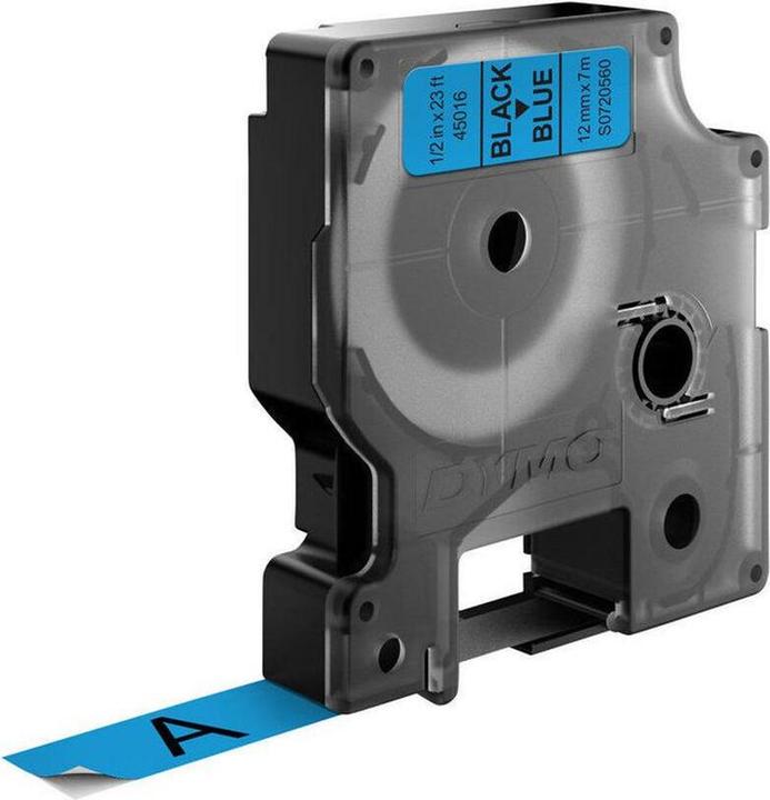 Immagine prodotto Dymo Schriftbandkassette, D1, 12 mm breit / 7 m lang, schwarz auf blau, ablösbar (1.20 cm, Blu)