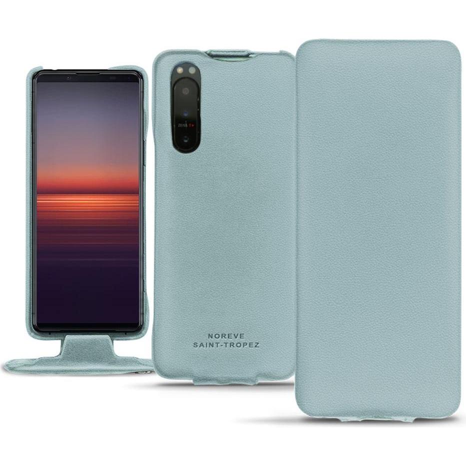 Noreve Lederschutzhülle vertikal (Sony Xperia 5 II), Smartphone Hülle, Blau