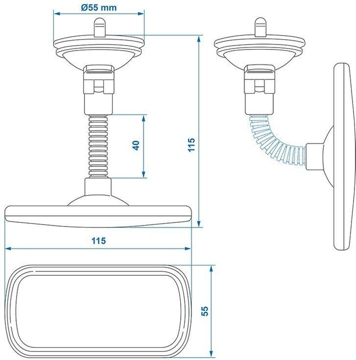 Produktbild ProPlus Panorama-Rückspiegel mit Flexarm 4 cm und Saugnapf