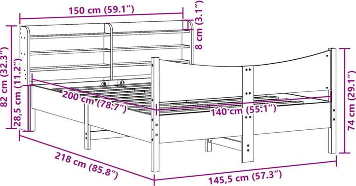 Actual product image vidaXL Bettrahmen (140 x 200 cm)