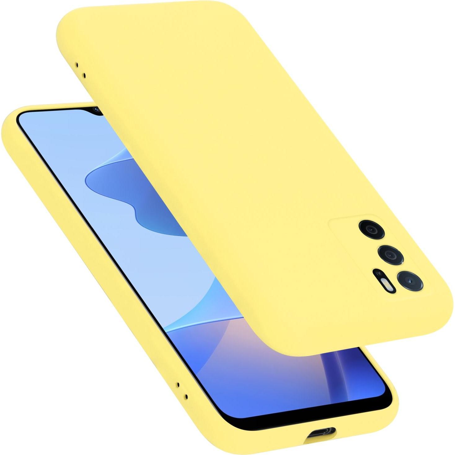 Cadorabo TPU Liquid Silicone Case Hülle für Oppo A16s / A54s (Oppo A54s, Oppo A16s), Smartphone Hülle, Gelb