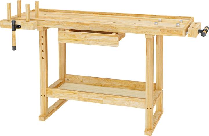Actual product image Wiltec Workbench 151x61.5x86cm wooden workbench 150kg workbench planing bench (61.50 cm, 151 cm)