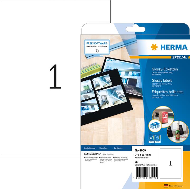 Actual product image HERMA Hochglanz Etiketten A4