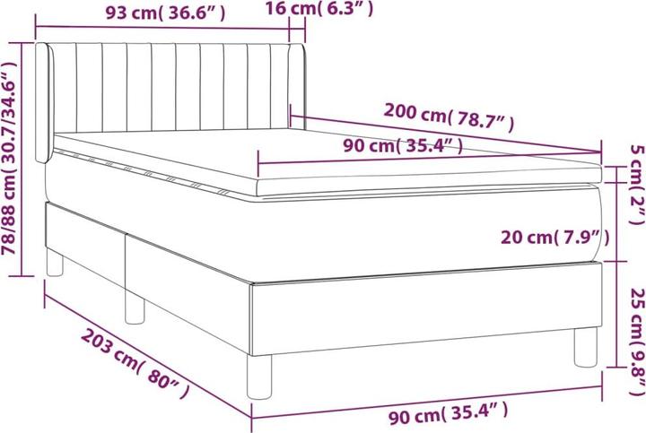 Produktbild vidaXL Boxspringbett (90 x 200 cm)