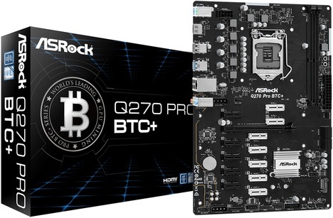 Actual product image AsRock Q270 Pro Btc+ Mining Motherboard (LGA 1151, Intel Q270, ATX)