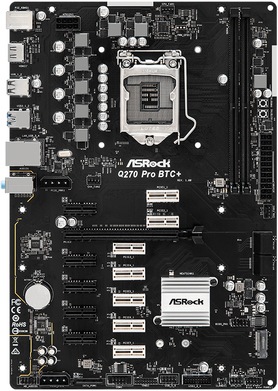 Actual product image AsRock Q270 Pro Btc+ Mining Motherboard (LGA 1151, Intel Q270, ATX)