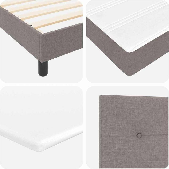 Produktbild VidaXL Boxspringbett Mit Matratze Stoff Taupe (90 x 190 cm)