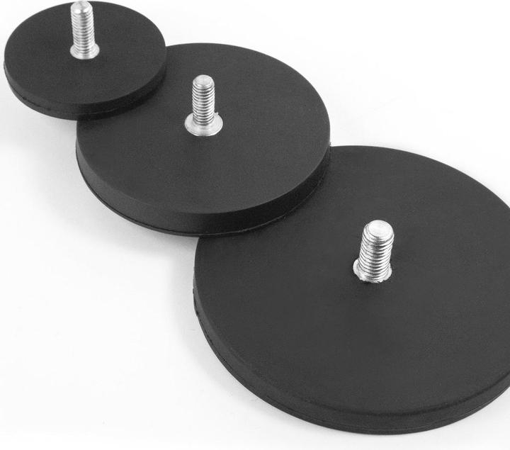 Actual product image Supermagnete Magnet system round rubber-coated with threaded stud (1x)