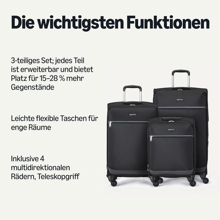 Image du produit Amazon Set Valigie Cabina Rotelle Morbide (77 l)