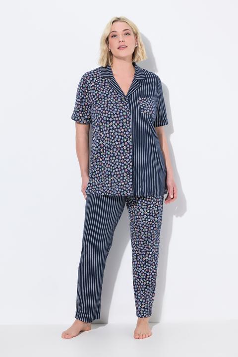 Actual product image Ulla Popken Mixed Print Short Sleeve Two Piece Pajama Set (50, 52)