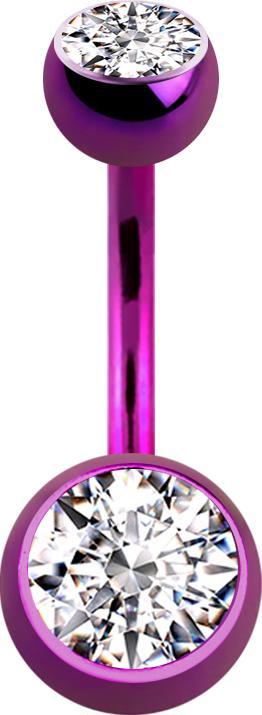 Immagine prodotto Star Piercing Banana viola con due sfere di cristallo argento (senza ottone, Titanio)