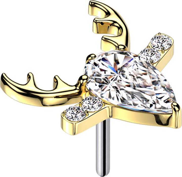 Immagine prodotto Star Piercing Threadless Hirschgeweih vergoldet Kristall silber (senza ottone, Titanio)