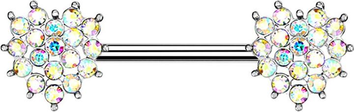 Immagine prodotto Star Piercing Barbell silber Kristall gepflastertes Herz multicolor (Ottone, Acciaio chirurgico 316L)