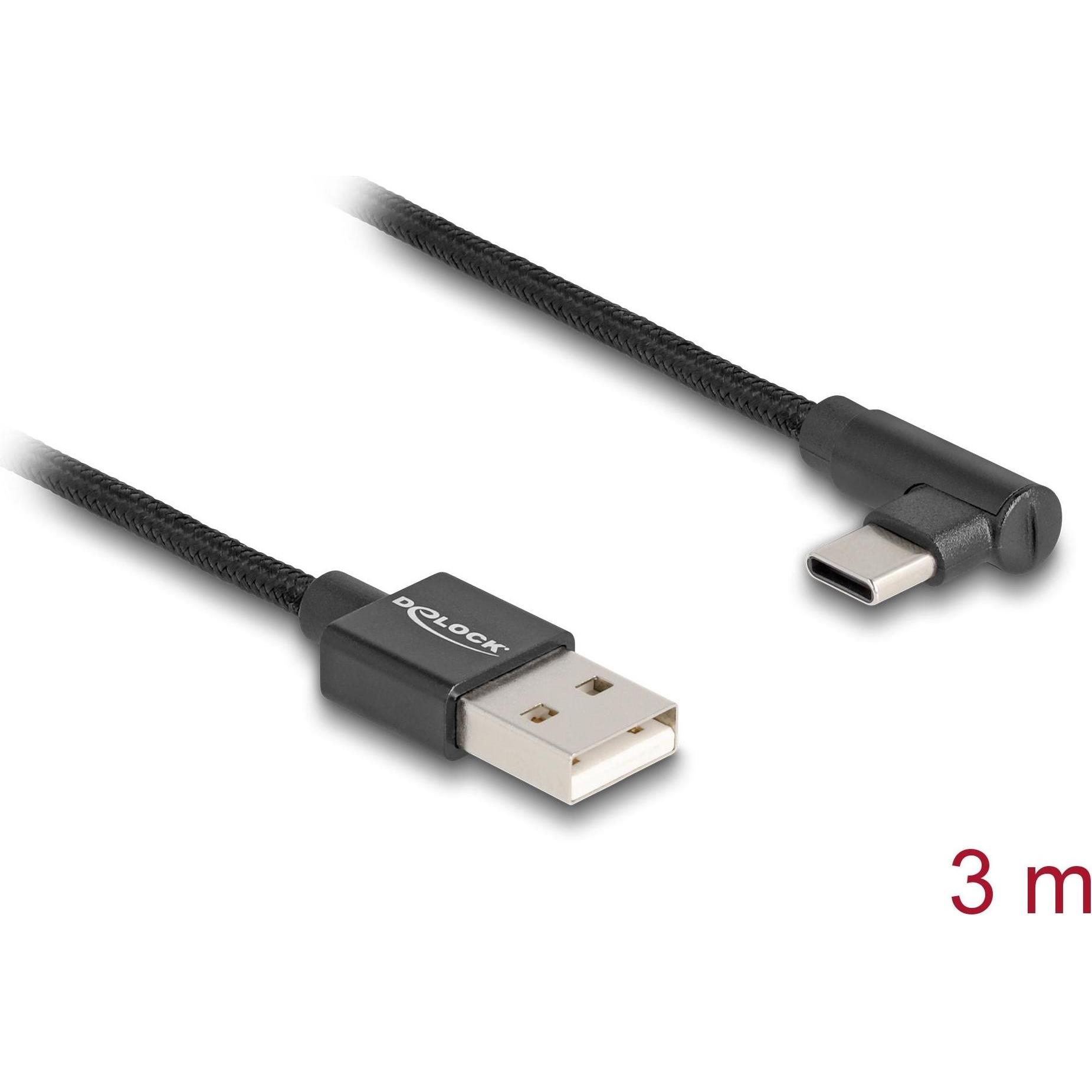 Delock USB 2.0 Kabel Typ-A Stecker zu USB Type-C Stecker gew (3 m, USB 2.0), USB Kabel