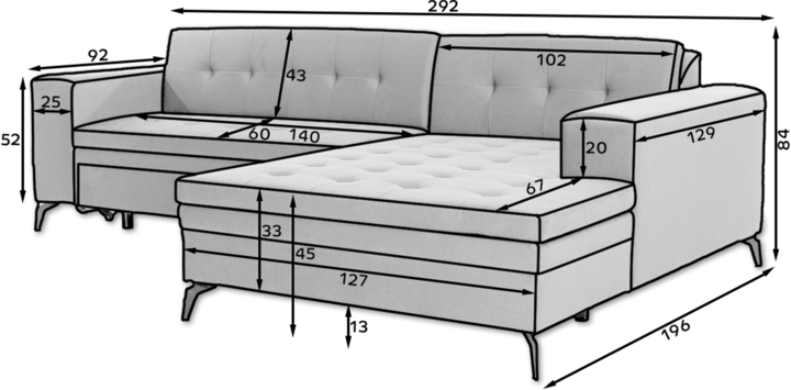 Produktbild ELTAP Solange (4-Sitzer, Bettsofa, Ecksofa)