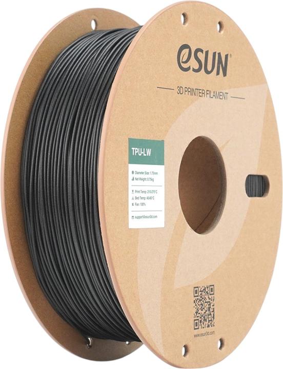 Image du produit eSUN TPU-LW Schwarz Leichtes TPU Filament 1.75mm 750g (TPU, 1.75 mm, 750 g, Noir)