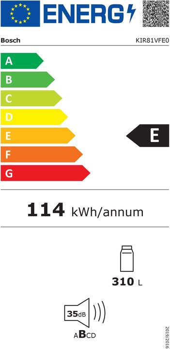 Label énergétique Bosch Hausgeräte KIR81VFE0 (310 l)