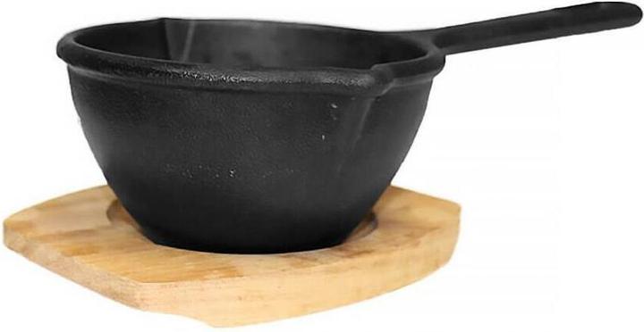 All'Grill Sauce pan with wooden trivet ø 12 x 6 cm (Pot, Cast iron, 12 x 6 cm)