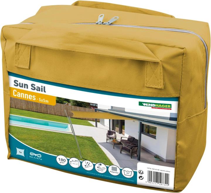 Produktbild Windhager Sonnensegel Cannes, 5 x 5 m, Quadratisch, Gelb (5 x 5 m)