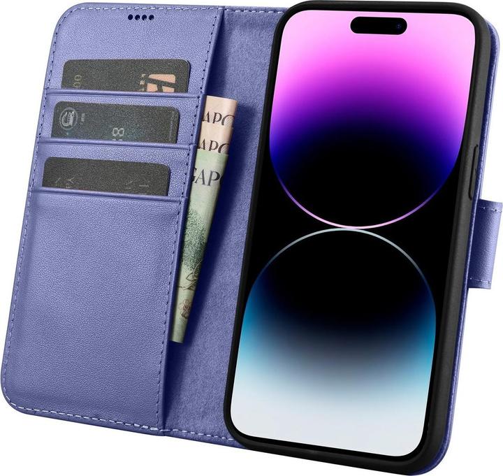 Produktbild iCarer Wallet Case 2 in1 Hülle iPhone 14 Pro max. Leder Flipcover AntiRFID hellviolett (WMI14220728- (Apple iPhone 14 Pro Max)