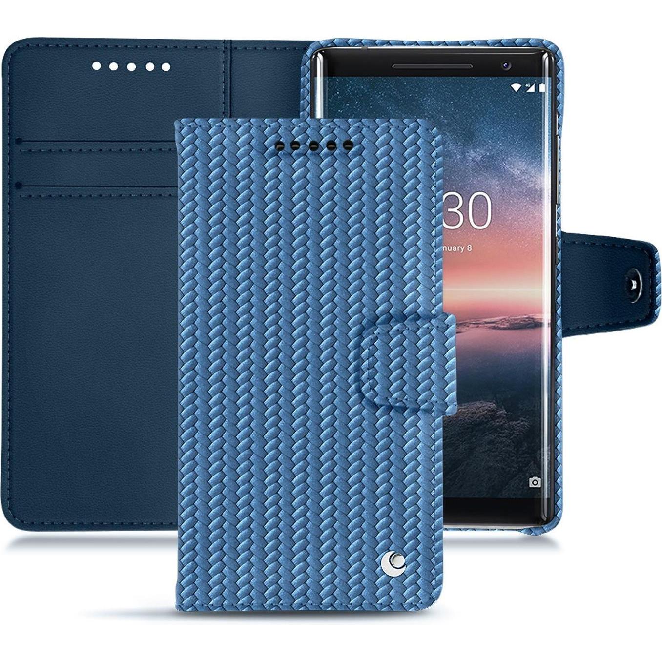 Noreve Lederschutzhülle Wallet (Nokia 8 Sirocco), Smartphone Hülle, Blau