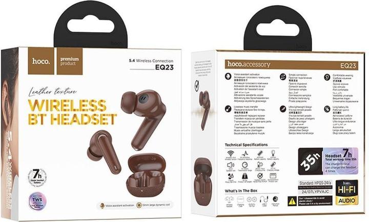 Produktbild Hoco Wireless headphones wireless earphones bluetooth TWS EQ23 brown (7 h, Kabellos)