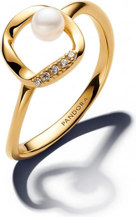 Immagine prodotto Pandora Cerchio in pavé dalla forma organica e anello con perle coltivate d'acqua dolce trattate (54)